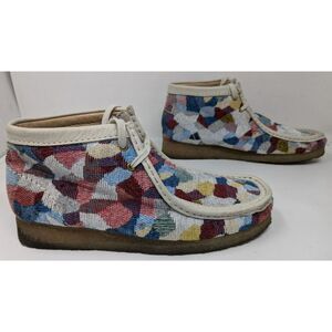 Clarks Originals Wallabee Patchwork Woven Fabric Ankle Boots Women's Size 9 D